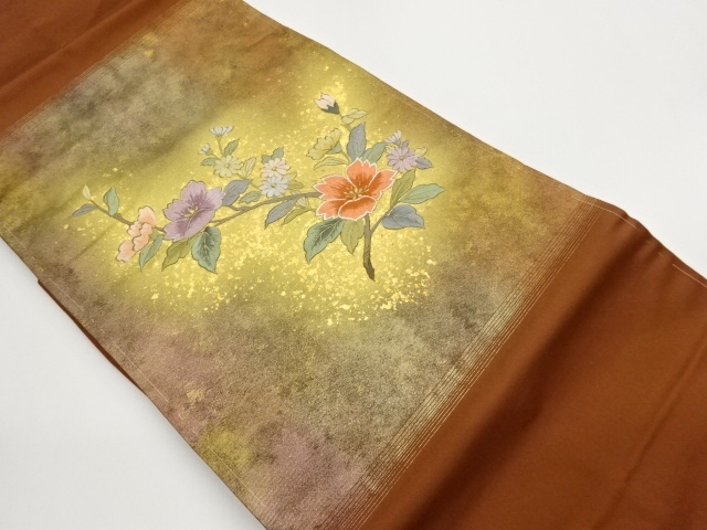 Nagoya obi with embroidery of flowers and grasses